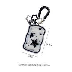 Túi đựng thẻ, holder photocard lượn sóng, chuyển màu kèm charm