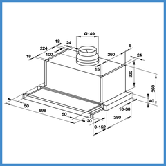 Máy Hút Mùi Âm Tủ Mặt Kính Đen HH-SG70A Hafele 533.89.021