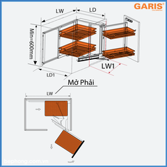 Kệ Tủ Góc Liên Hoàn 450mm Garis MC02E.45R