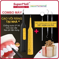 COMBO Máy cạo vôi răng tại nhà siêu âm tiện lợi 20.000 hz, sử dụng tại nhà, chống nước IPX6, pin sạc