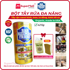 Bar Keepers Friend - Bột tẩy rửa đa năng BKF, tẩy sạch cặn canxi kính nhà tắm, đánh bóng lư đồng, kính hồ cá