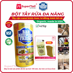 Bar Keepers Friend - Bột tẩy rửa đa năng BKF, tẩy sạch cặn canxi kính nhà tắm, đánh bóng lư đồng, kính hồ cá