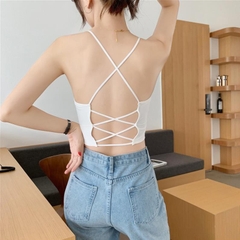 Áo lót cúp ngực nữ vải lụa băng, có đệm ngực, dây chéo lưng, mặc thể thao, dạo phố, mặc vest - ALC001