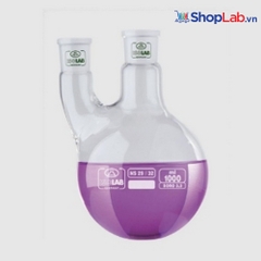 Bình cầu tròn 2 cổ thẳng 1000ml, NS 29/32, NS 14/23 030.33.901 Isolab