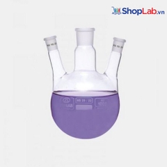 Bình cầu tròn 3 cổ 500ml, NS trung tâm 29/32, 2 cổ bên nghiêng NS 14/23 030.39.500 Isolab