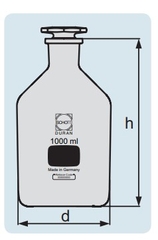 Chai nâu cổ hẹp nút nhựa 500mL, 24/29 Duran