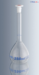 Bình định mức thủy tinh trắng, nút PP 1000ml Marienfeld