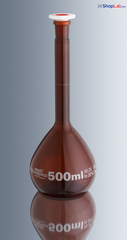 Bình định mức thủy tinh nâu, nút PP 25ml Marienfeld