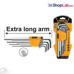 Bộ 9 chìa lục giác đầu tròn HHK12091 Ingco