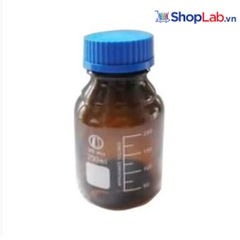 Chai thủy tinh nâu, nắp xanh GL45, vạch chia trắng 100ml Onelab