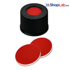 Nắp ren vít đen PP 13mm và Septa PTFE trắng/ silicone đỏ, không rãnh SC13A13A Finetech