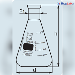 Bình tam giác cổ hẹp thành dày 250mL Duran