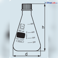 Bình tam giác nắp vặn đỏ 500mL Duran