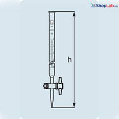 Buret khoá PTFE 50ml, 1/10, loại AS Duran