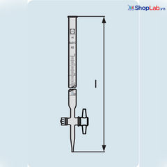 Buret nâu Khóa PTFE 50mL, 1/10, loại AS Duran