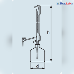 Buret tự động khóa TT 50mL/0.1, không kèm phụ kiện Duran