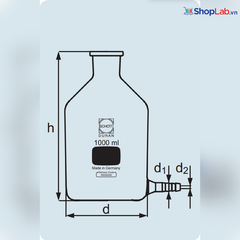 Chai trắng có vòi ở đáy 1000mL Duran