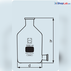 Chai thủy tinh có vòi 10000mL 29/32 (không nhám, không kèm nút, vòi) Duran