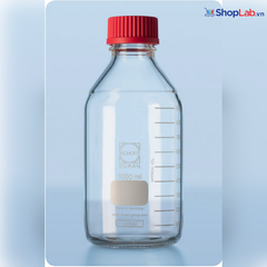 Chai trung tính, GL 45, 250mL, nắp đỏ, vòng đệm đỏ Duran