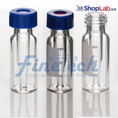 Chai vial thủy tinh ngắn, trong suốt 300uL, có dán nhãn VL9B Finetech