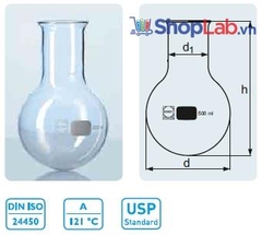 Bình cầu đáy tròn MR 3000ml N65 217416803 Duran