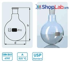 Bình cầu đáy tròn, cổ nhám 14/23 50ml 241702003 Duran