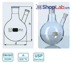 Bình cầu đáy tròn, 2 cổ NS29/32, 14/23 1000ml 241835601 Duran