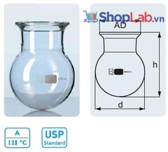 Bình phản ứng đáy tròn 2000ml, DN100 Duran