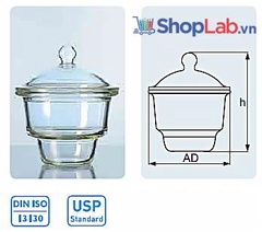 Bình hút ẩm, vĩ Inox 150mm 2,4 lít 247815702 Duran
