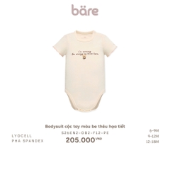 Bodysuit cộc tay màu be thêu họa tiết