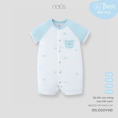 Bộ liền cộc trắng họa tiết xanh