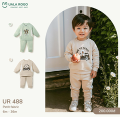 Bộ dài petit fabric Uala họa tiết gấu oto UR488