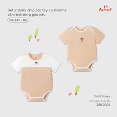 Set 2 Body chip cộc tay La Pomme cắm trại cùng gấu nâu 24347