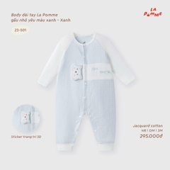 Body dài tay La Pomme gấu nhỏ yêu màu xanh 23501