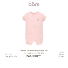 Bộ liền cộc màu hồng in họa tiết
