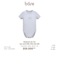 Bodysuit cộc tay sọc xanh biển thêu họa tiết