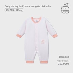 Body dài tay La Pomme cúc giữa phối màu