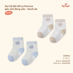 Set 02 đôi tất La Pomme gấu nhỏ đáng yêu