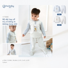 Bộ dài tay cổ trụ nỉ bông in khủng long nhỏ Bubaby ICT110300