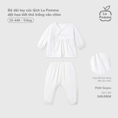 Bộ dài tay cúc lệch La Pomme dệt họa tiết thỏ trắng vân chìm