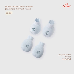 Set bao tay bao chân La Pomme gấu nhỏ yêu màu xanh 82501