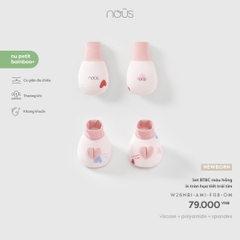 Set BTBC màu hồng in tràn họa tiết trái tim