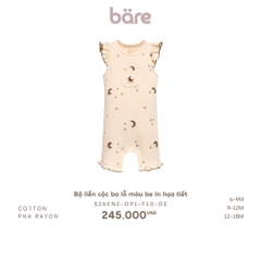Bộ liền cộc ba lỗ màu be in họa tiết