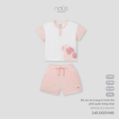 Bộ cộc áo trang trí hình thỏ phối quần hồng nhạt
