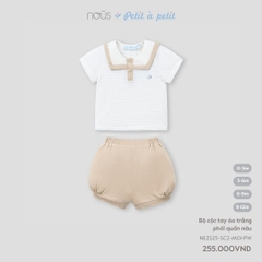 Bộ cộc tay áo trắng phối quần nâu