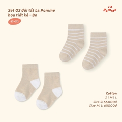 Set 02 đôi tất La Pomme họa tiết kẻ