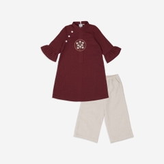 Áo dài linen bé gái tay bèo BLN3131TB