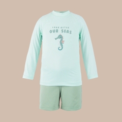 Bộ Bơi Áo Dài Tay, Quần Đùi Khóa Sau Bubaby BSM171300