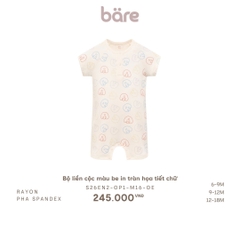 Bộ liền cộc màu be in tràn họa tiết chữ