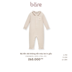 Bộ liền dài không tất màu be in gấu